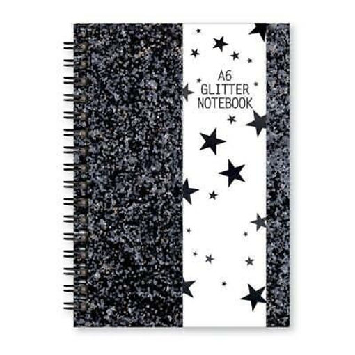 Picture of FANCY BLACK GLITERRED NOTEBOOK A6